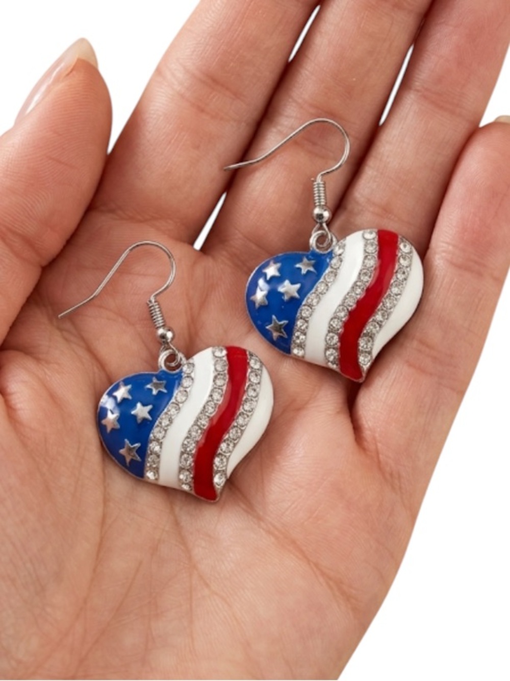 Patriotic Red White Blue Heart Earrings NWT Americana USA July 4th NWT
C3 - Picture 2 of 5
